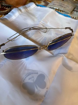 Occhiali da sole ovali argento e blu