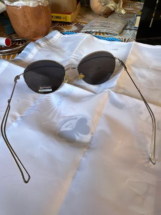 Occhiali da sole ovali argento e blu