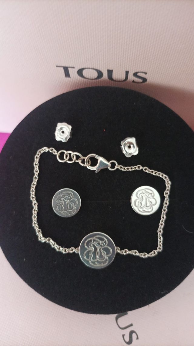 Conjunto Tous Plata Pulsera y Pendientes Rubrit