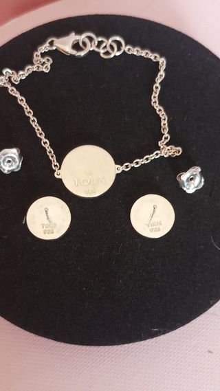 Conjunto Tous Plata Pulsera y Pendientes Rubrit 