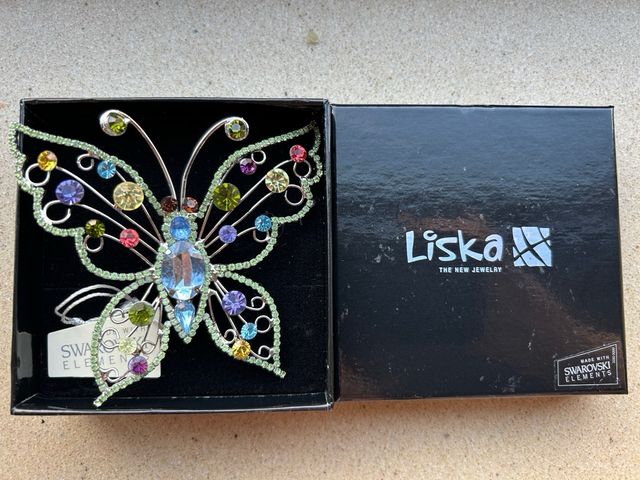 Broche Mariposa Swarovski Nuevo 10x9cm