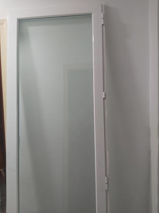 Puerta de cristal con rejillas