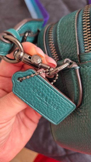 Bolso Coach verde con correa multicolor