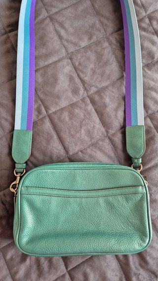 Bolso Coach verde con correa multicolor