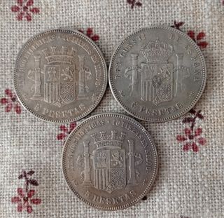 Lote 3 duros Plata 1870 y 1885