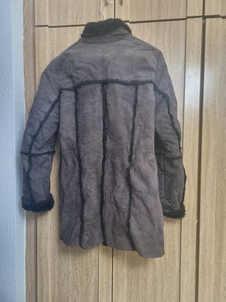 Abrigo 3/4 ante marrón de ante y pelo