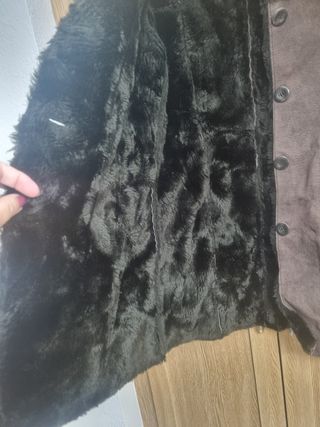 Abrigo 3/4 ante marrón de ante y pelo