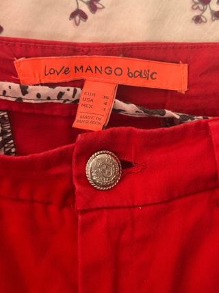 Pantalón rojo Mango Talla S