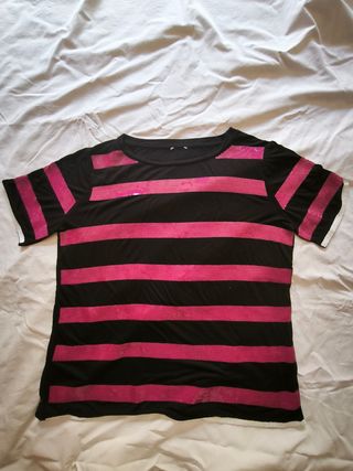 Jersey rayas lentejuelas fucsia mujer