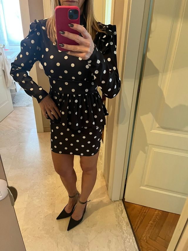 Mini abito pois nero e bianco