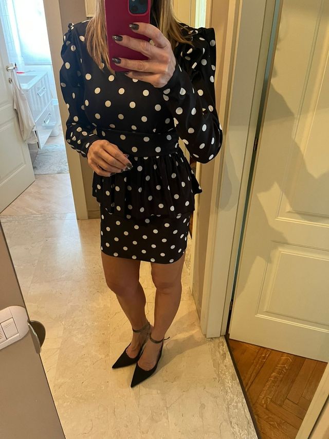 Mini abito pois nero e bianco