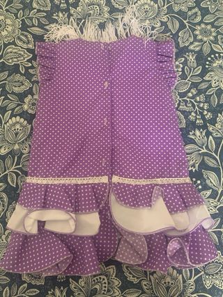 Traje Gitana Niña Morado con Lunares Blancos