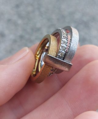 Anello Breil fascia tris oro e argento