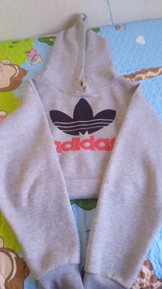 Sudadera Adidas Gris y Roja Talla M