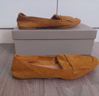 Zapatos Zara flecos ante mostaza talla 37