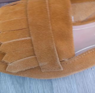 Zapatos Zara flecos ante mostaza talla 37
