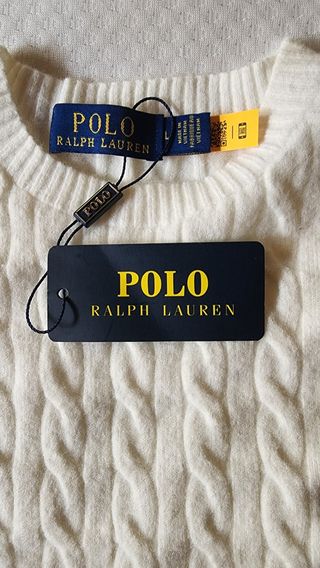 Jersey Polo Ralph Lauren Blanco Punto Trenzado