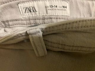 Pantalón Zara Kids Tiro Alto Gris T.13-14