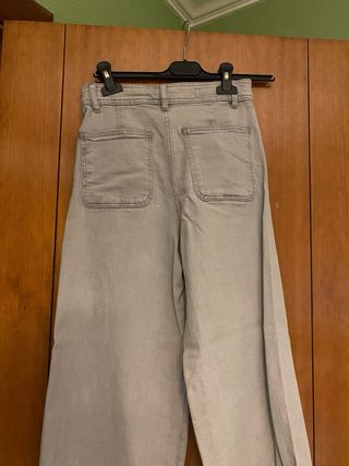 Pantalón Zara Kids Tiro Alto Gris T.13-14