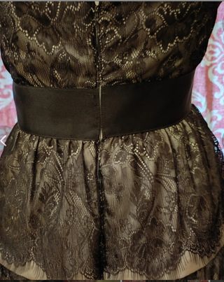 Vestido largo Amitié T40 encaje negro/beige