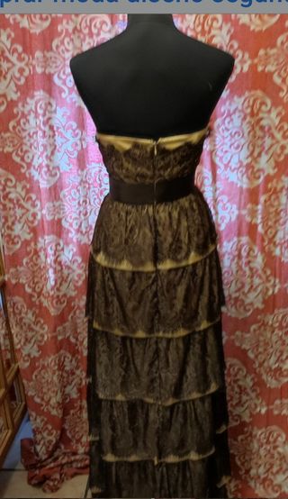 Vestido largo Amitié T40 encaje negro/beige