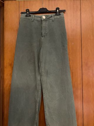 Pantalón Zara Tiro Alto Verde Talla 13-14