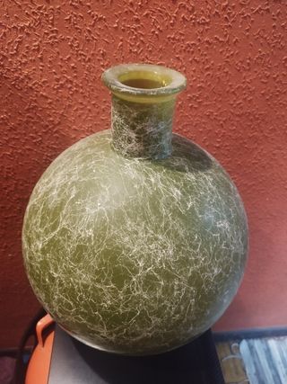 Jarrón de cristal verde