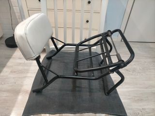 Vespa PX Blanco Costuras Negras y respaldo