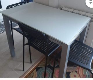 Mesa de cocina extensible cristal y metal 