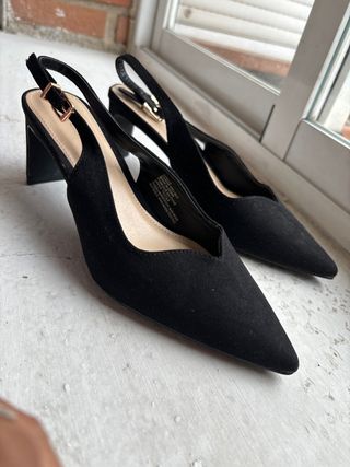 Zapatos de tacón negros para fiesta piel de durazn