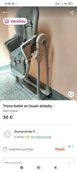 Trona de bebé en buen estado