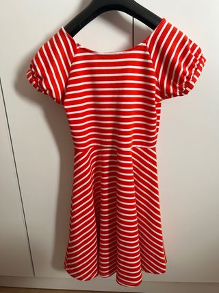 Vestido rayas coral y blancas talla M.