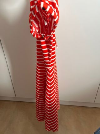 Vestido rayas coral y blancas talla M.