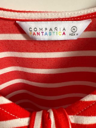 Vestido rayas coral y blancas talla M.