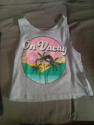 Camiseta tirantes On Vacay palmeras