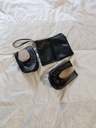 Bailarinas negras plegables con bolso