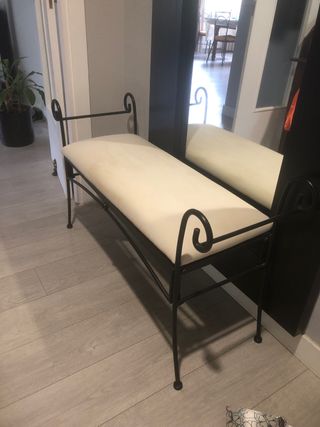 Panca in ferro battuto beige