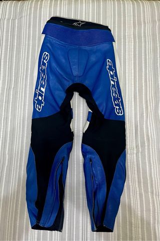 Mono de moto Alpinestars piel azul y blanco