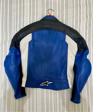 Mono de moto Alpinestars piel azul y blanco