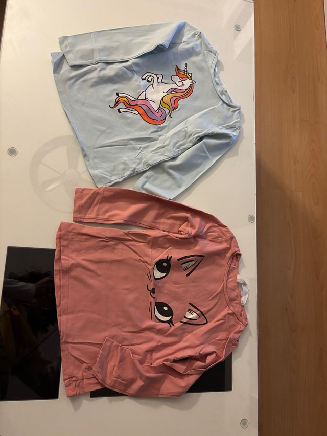 Pack 2 Camisetas Niña Unicornio y Gato 4/6 años