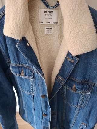 Cazadora vaquera Bershka con borrego Talla L