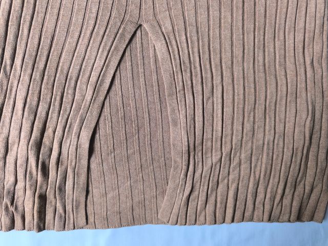 Falda midi punto acanalado mujer