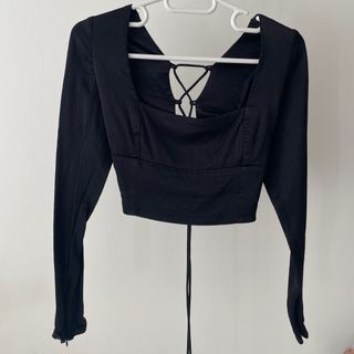 Top Zara negro manga larga