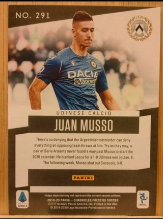 Cromo RC Numerado Juan Musso Panini Prestige 52/9