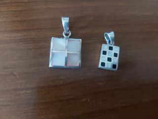 Colgantes de Plata con Diseño Cuadrado y Rectangul