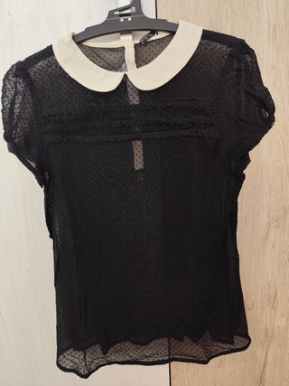 Camiseta transparente cuello Peter Pan
