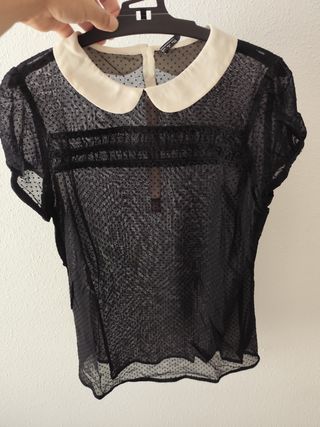 Camiseta transparente cuello Peter Pan