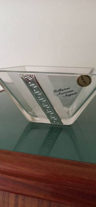 Ciotola cristallo con decoro argento