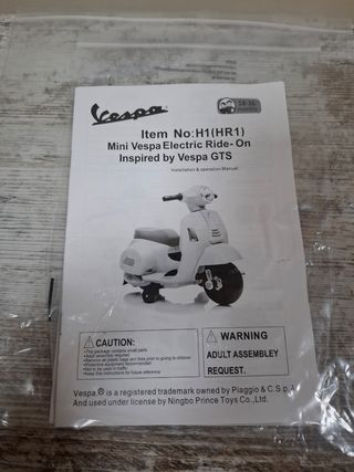 Moto Vespa Eléctrica Infantil Blanca BATERÍA NUEVA