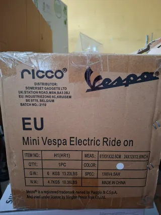 Moto Vespa Eléctrica Infantil Blanca BATERÍA NUEVA